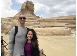 Photo of My homie, the Sphinx Christian and Veronica Fletcher of Austin, Texas posing in front of the Sphinx. , Veronica - April 2015