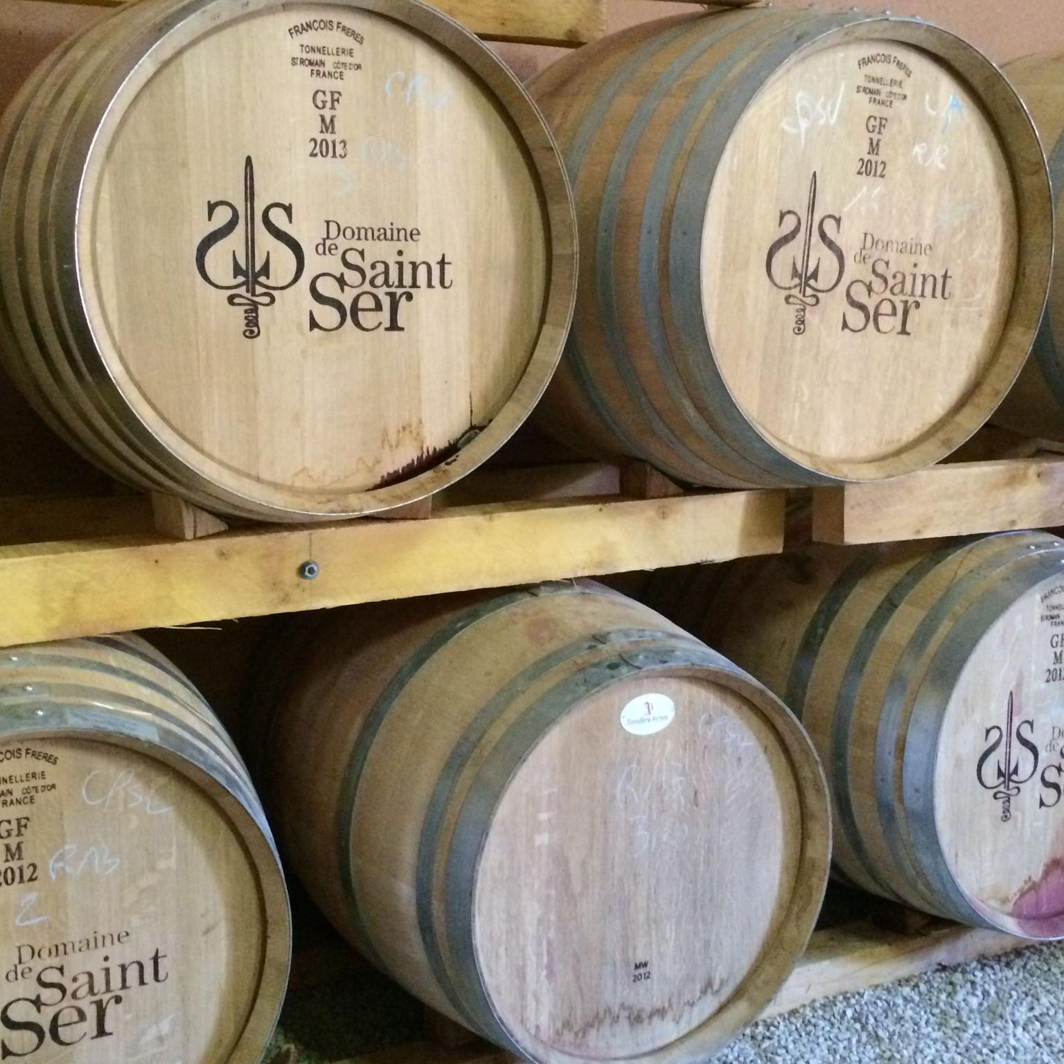 Barrels of wine at the winery