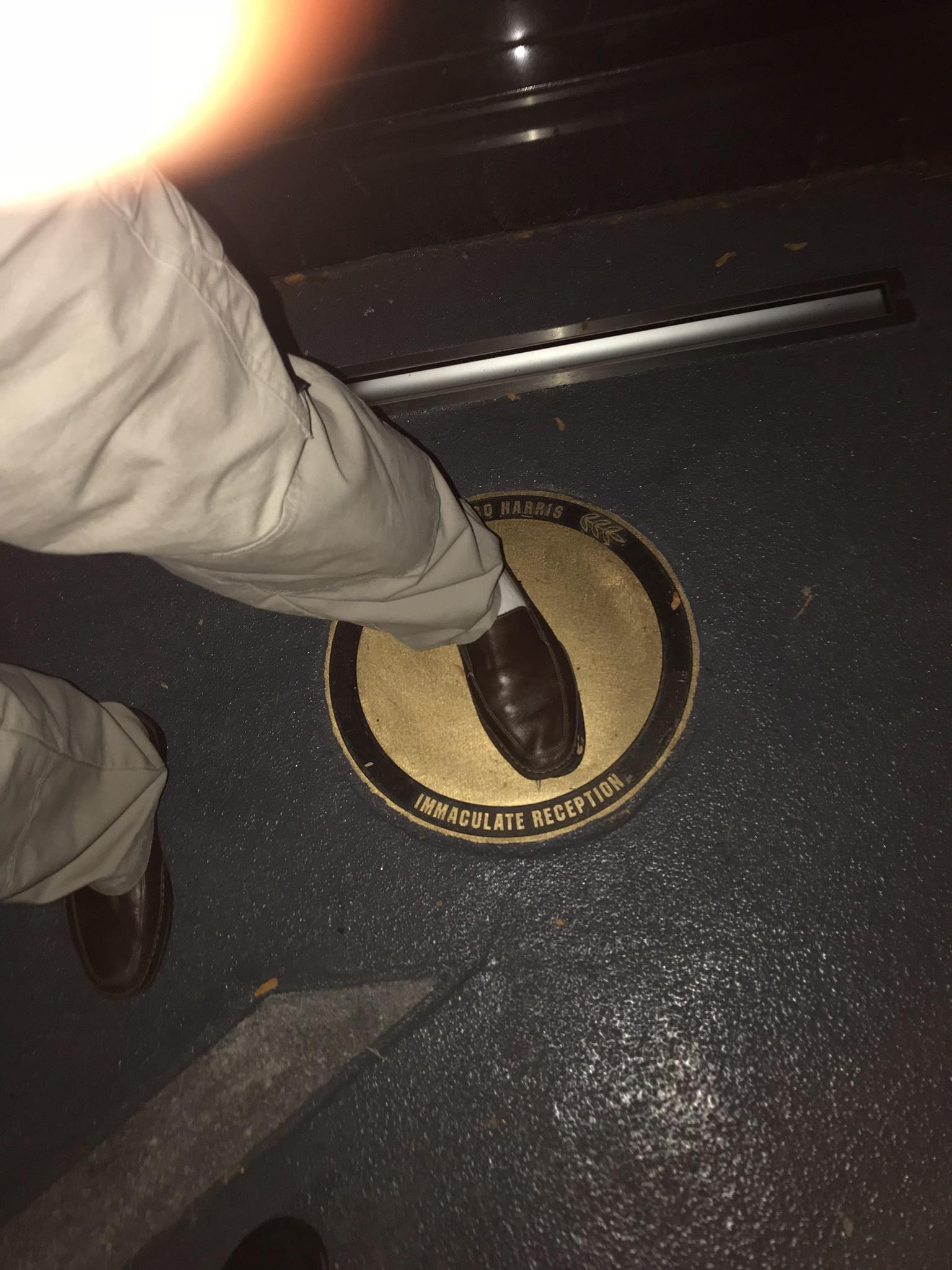 Bob's foot at the site of the Immaculate Reception