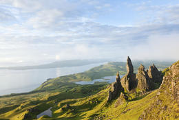 Photo of View over the Old Man of Storr, Isle of Skye The Storr is a rocky hill on the Trotternish peninsula of the Isle of Skye - May 2011