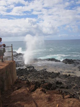 Photo of IMG_4924 One of the first actual tour stops is this place where you can see water spout through wholes in the lava...pretty awesome! , Thurman - August 2012