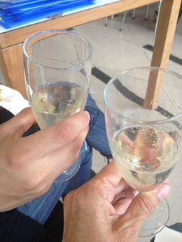 Photo of Champagne and Scones! It was fun to have a glass of champagne and a scone while Shakespearean actors entertained us at Stratford Upon Avon! , misslynne - August 2013