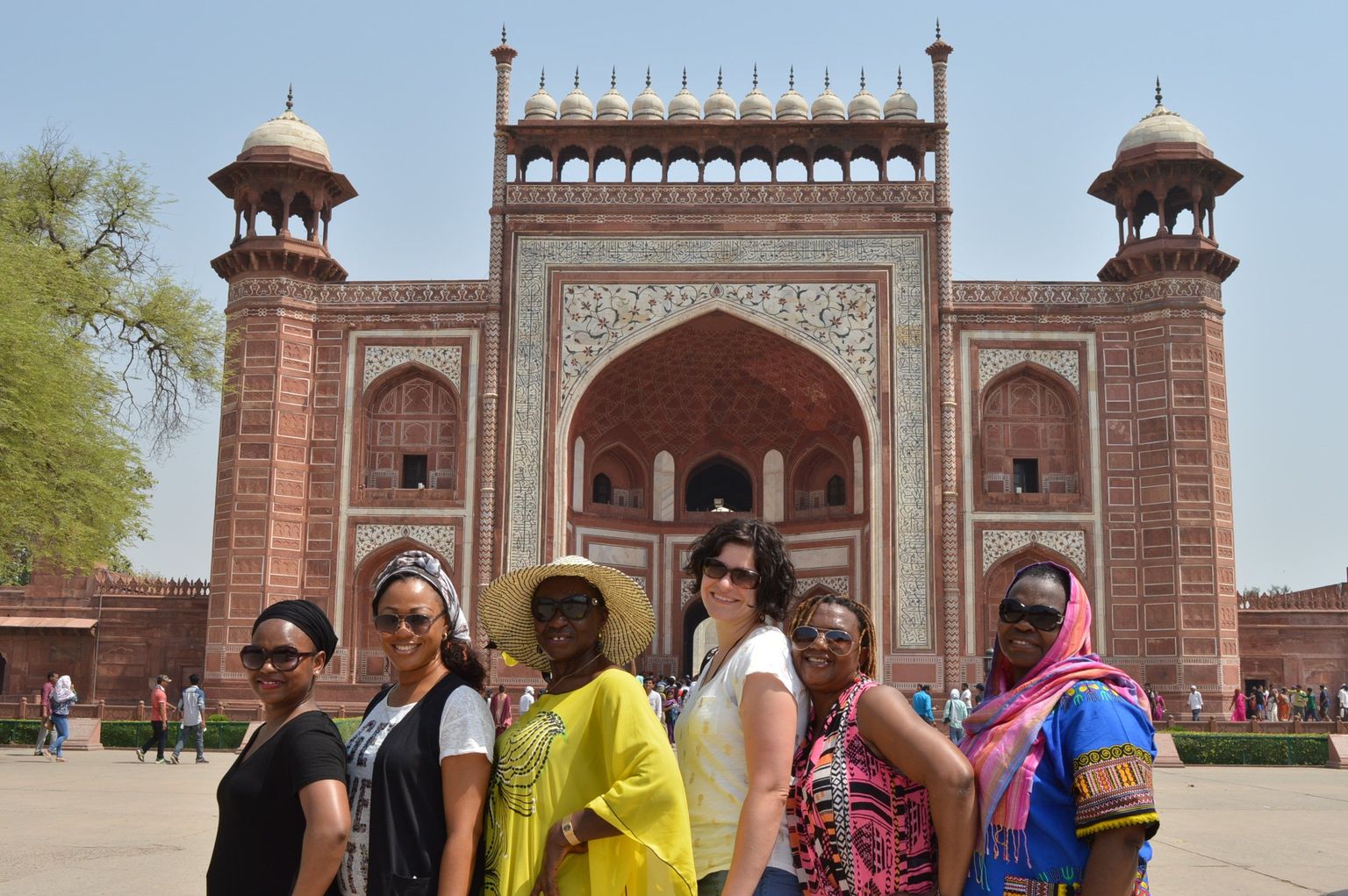Outside the gate to the Taj Mahal, awaiting its majesty