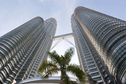 Photo of Twin Towers (Petronas), Kuala Lumpur, Malaysia Unusual angle of the jaw-dropping Petronas Towers, Kuala Lumpur - July 2011