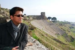 Photo of The Steepest Theater Behind my friend is the steepest Roman theater in the world, Raymond G - December 2009