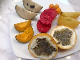Photo of Fruit tasting of local and unique fruits. Tell us who's in the photo, what you were doing etc. , Chefman - June 2015