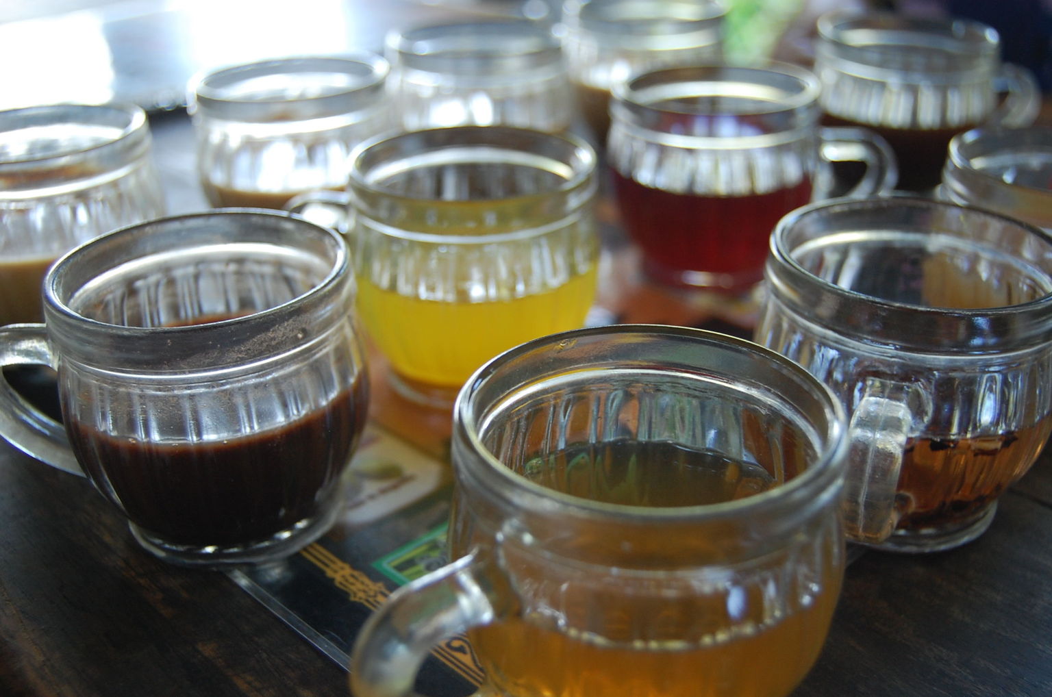 Samples of coffee and tea from the plantation