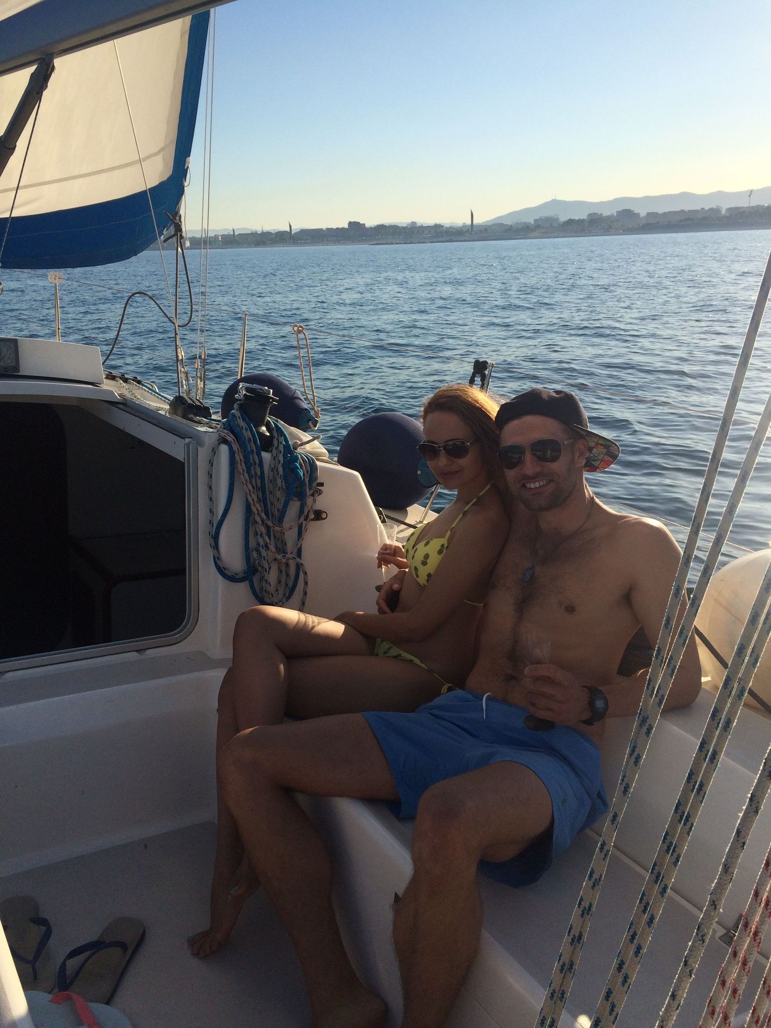 Me and girlfriend on the sunset sailing trip