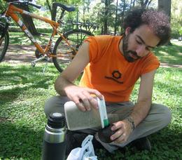 Photo of Gabriel preparing mate after our bike ride in Buenos Aires Gabriel preparing mate after our bike ride in Buenos Aires. You gotta try it., Jay C - November 2007