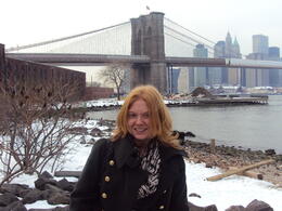 Photo of Ruth Ruth on the Best of Brooklyn Sightseeing, Food and Culture Tour, just after visiting the chocolate factory in Brooklyn., Ruth D - January 2011