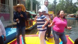 Photo of Could we have any more fun?!!! Guy in the sombrero was our tour guide and that's my mom in pink! dancing away on a Trajinera to mariachi music playing on Mother's Day! , Karla M - May 2016
