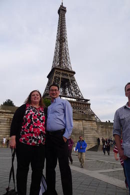 Photo of At the Eiffel Tower on the banks of the Seine My husband and I were waiting for the night boat cruise. , Monica B - July 2014