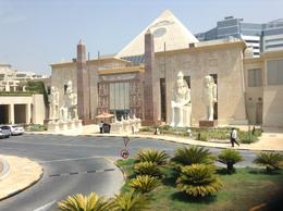 Photo of Egypt comes to Dubai Egypt comes to Dubai at the bus stop and changeover at Wafi. This is also the backdrop for a laser light show at night about the Pharoahs. The garden an surrounds are immaculate and the pyramid ... , Sandra S - September 2014
