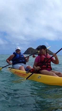Photo of Never to old to have fun and try new things. Perfect day on the water Yvonne and Lauri on our kayak tour in Kailua bay. Waikiki, Oahu , Lauri F - March 2015