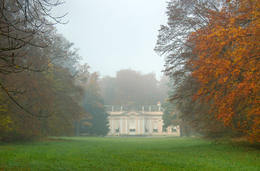 Photo of Amalienburg in Munich on a foggy autumn day Amalienburg, part of the Nymphenburg Castle in Munich, Germany on a foggy Autumn day early in the morning - May 2011