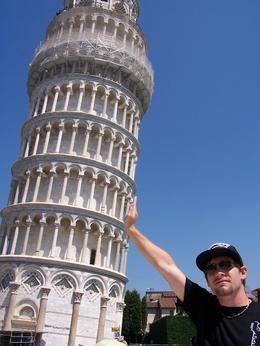 Photo of Single-handedly holding up the Leaning Tower of Pisa! Our son, Cory is holding up the Leaning Tower of Pisa in Italy. , Tony J - January 2011