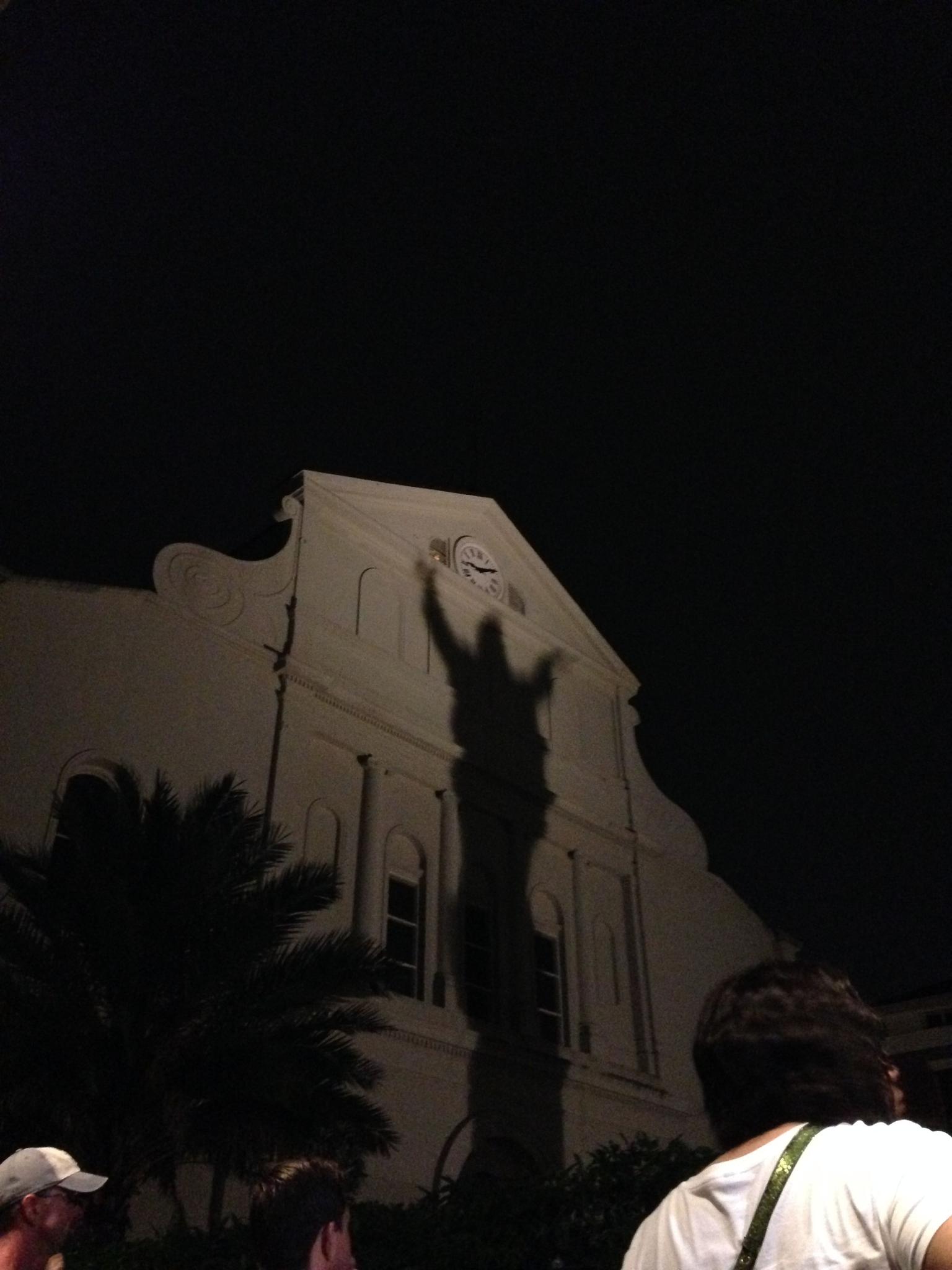 spooky shadows on the New Orleans Ghost and Spirits Walking Tour