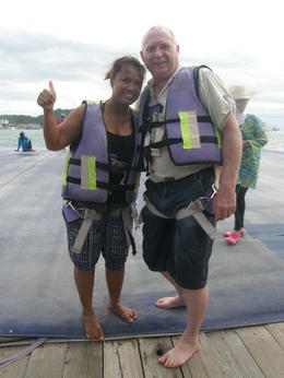 Photo of About to go Parasailing Awesome experience parasailing on our way back from Coral Island. , David S - August 2013
