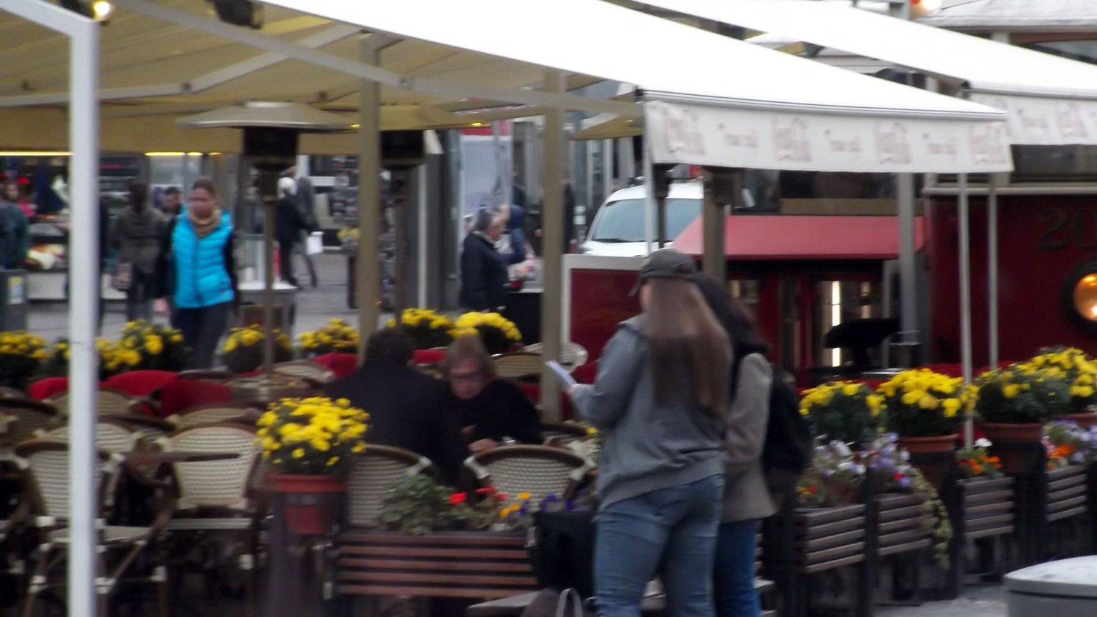 The flower market on one of the main streets of Prague