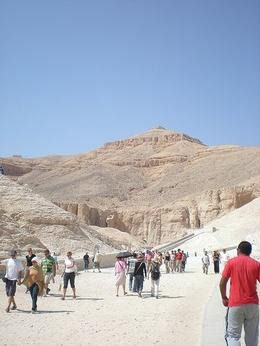 Photo of Valley of the Kings, Egypt The Valley of the Kings sits under a mountain which is shaped like a pyramid. - May 2008