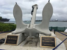 Photo of USS Arizonas anchor with the memorial in the background. USS Arizona's anchor with the memorial in the background. , Garry R - August 2016