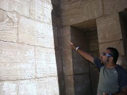 Photo of Luxor & Karnak Temple Tour Our lovely guide deciphering hieroglyphics for us at Karnak Temple - May 2008