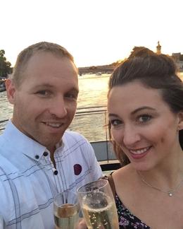Photo of Drinking Champagne on the River Cruise Having a glass of champagne while watching the sunset on the river cruise and viewing the sites , Molly R - September 2016