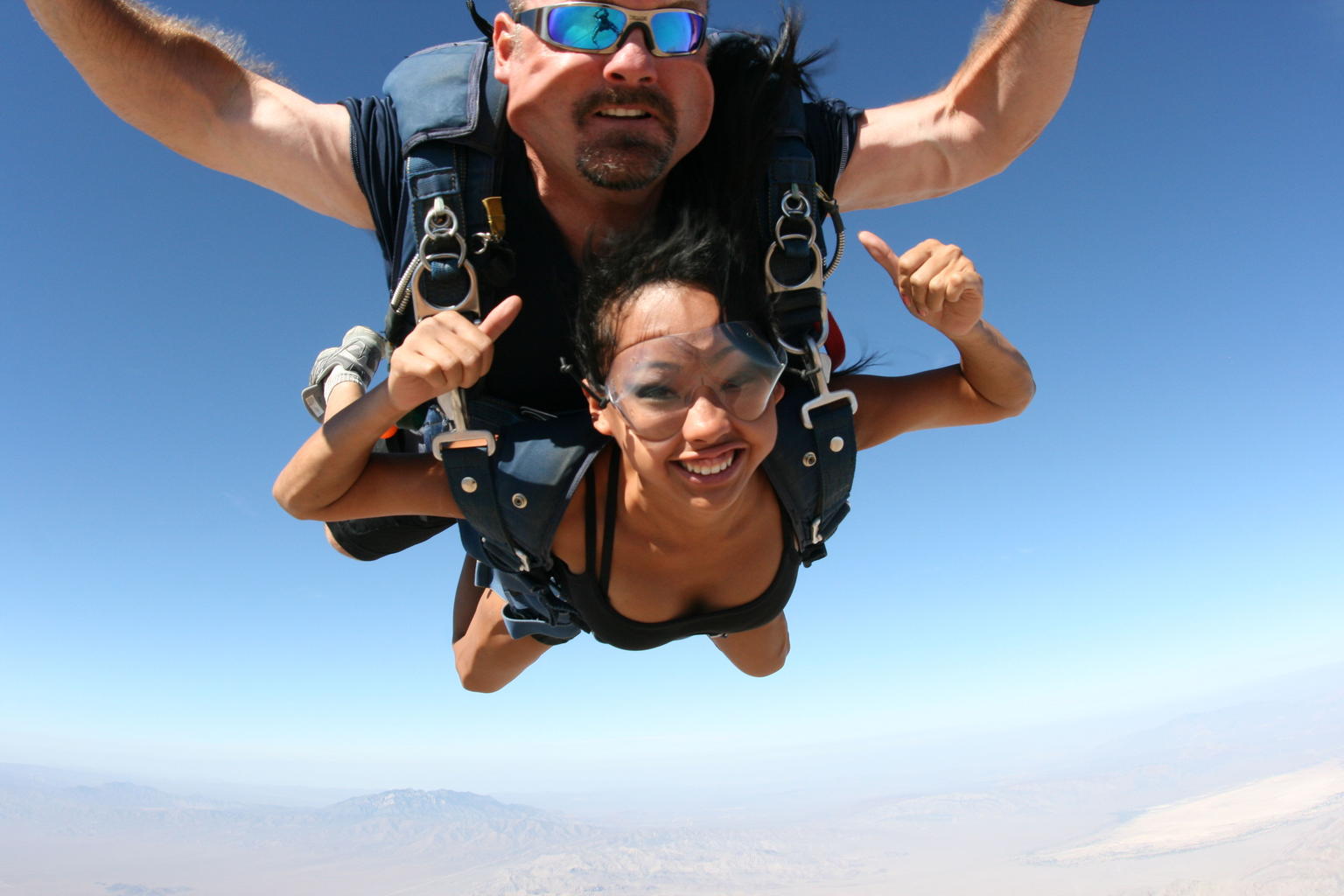 Tandem skydiving over Las Vegas desert