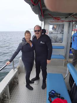 Photo of Getting ready to take the dive!!! My wife and myself ready to cage dive with the great white sharks! , Steven B - November 2013