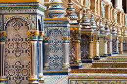 Photo of Tiling, Plaza de Espana Detail of the tiled benches at the Plaza de Espana in Seville, Spain - June 2011