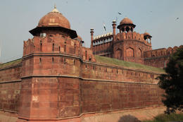 Photo of Delhi Gate and the Red Fort The Red Fort is a 17th century fort complex constructed by the Mughal emperor Shahjahan in the walled city of Old Delhi (in present day Delhi, India) - November 2011