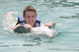 Photo of My son enjoying a great moment with his favorite mammal fabulous memory shared with my son , Leona - April 2012