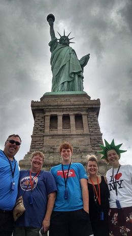 Photo of The Lenz family August 2, 2016 at the Statue of Liberty James, Trish, Tyler, Sarah and Grace , Patricia L - August 2016