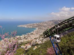 Photo of View from Harissa along the coast Beautiful coastal panorama from Harissa - complete with cable car up the mountain! , Mark L - April 2015