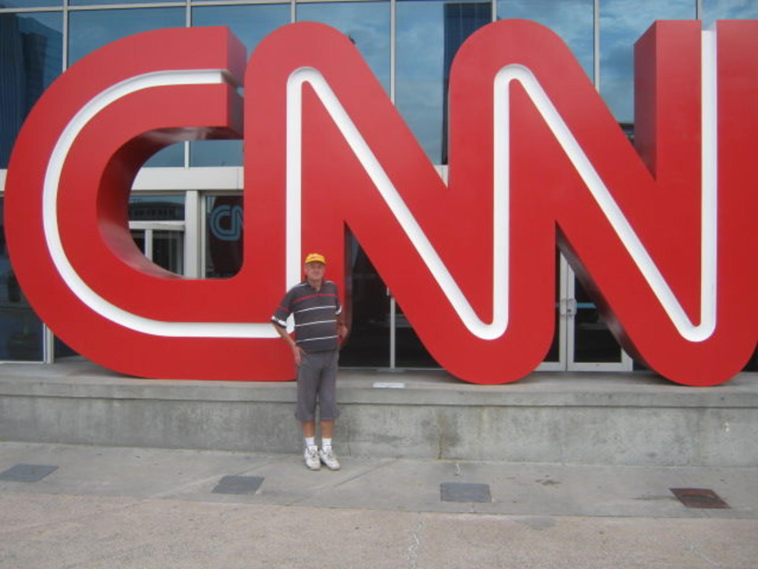 CNN logo at the front of the building