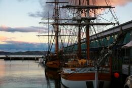 Photo of Tall ships in Hobart There always seems to be a few tall ships docked in Hobart. Many were built here in the 18th and 19th centuries. We stayed in the hotel you see here; it's a converted warehouse., RobC - October 2010