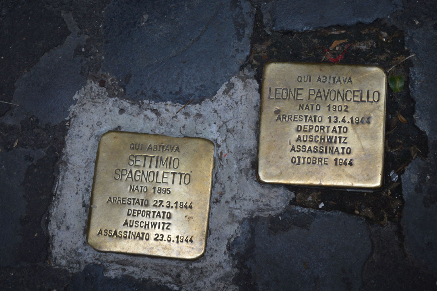 Street marker of familys taken to Auschwitz, Jewish ghetto