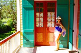 Photo of Laura Plantation - Beautiful painted doors and Shutters This photograph was taken on the rear porch of Laura Plantation. , Roselia D - October 2015