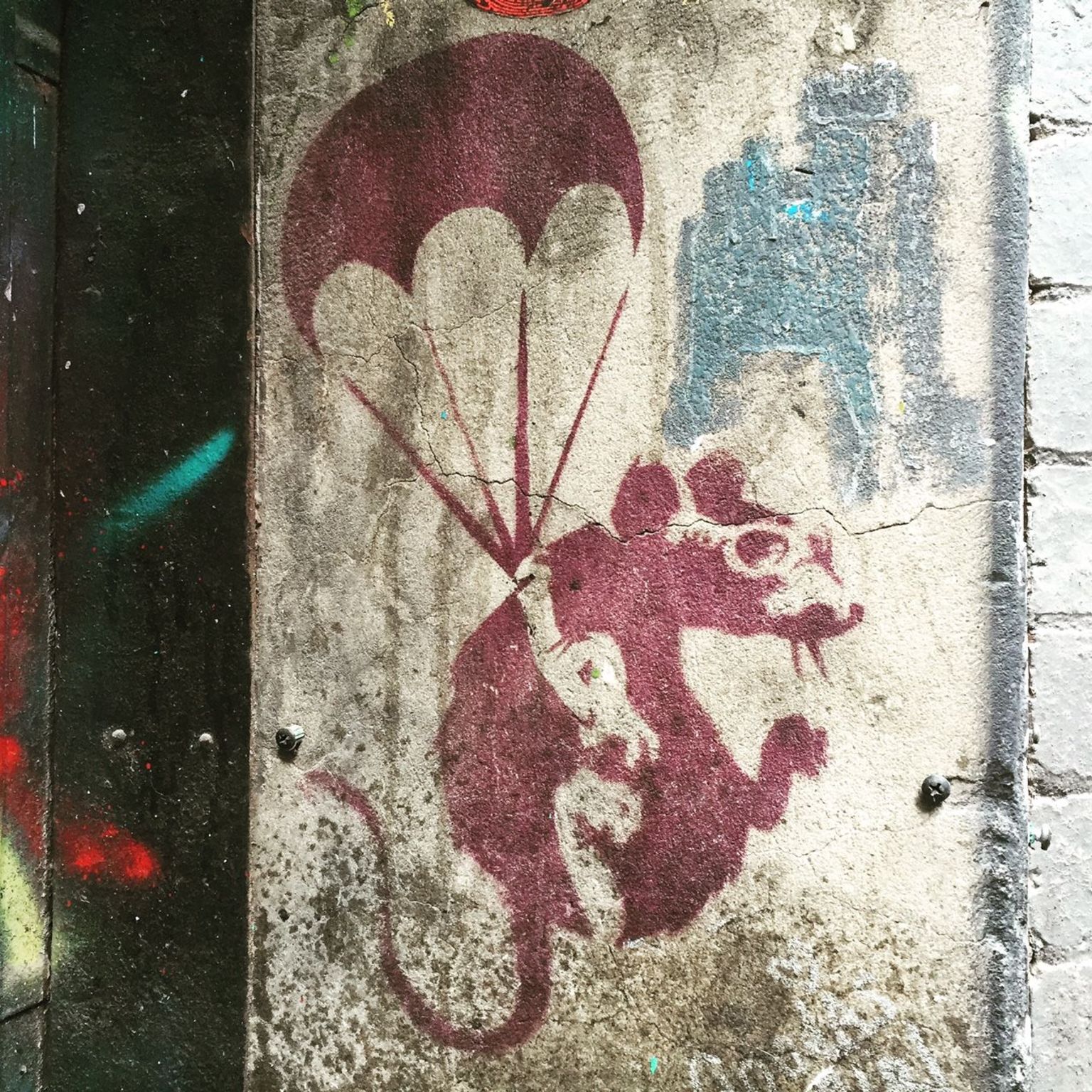 Genuine Banksy parachuting rat