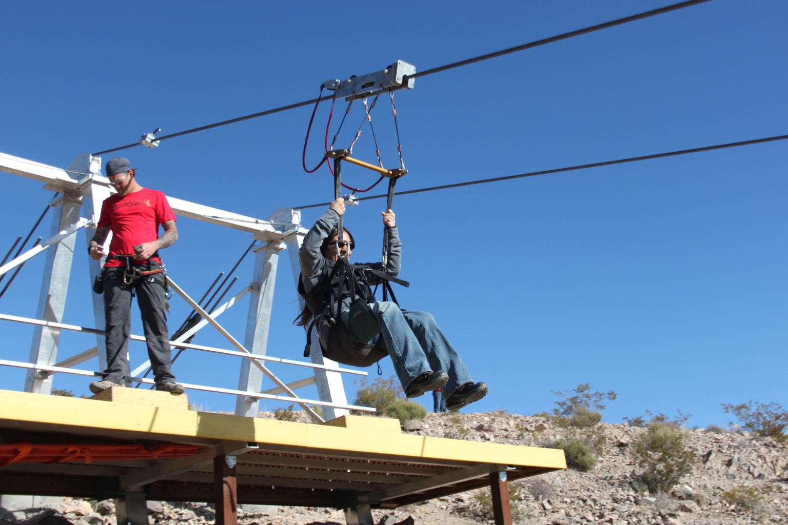 Zipping down the line...