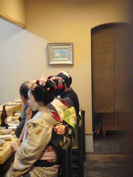 Photo of Maiko at Pontocho restaurant You may come across beautiful Maiko in Gion , Kyoto Expert: Satoko - May 2011
