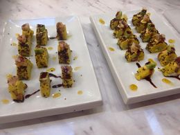 Photo of Causa California Rolls The appetizer we made, Causa rolls stuffed with avocado and shrimp with a Balsamic reduction, delicious. , Chefman - June 2015