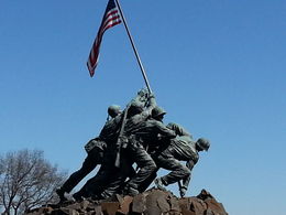Photo of Marine Corps Memorial As background, you may want to read Flag of My Fathers. It will explain in detail who the Marines are in this Memorial. , Rich - May 2015