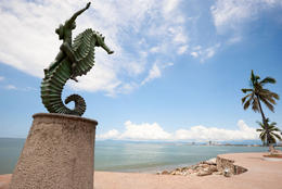 Photo of Boy on Seahorse Statue, El Malecon Boy on the Seahorse -- Vallarta's iconic statue on the seafront at El Malecon - November 2011