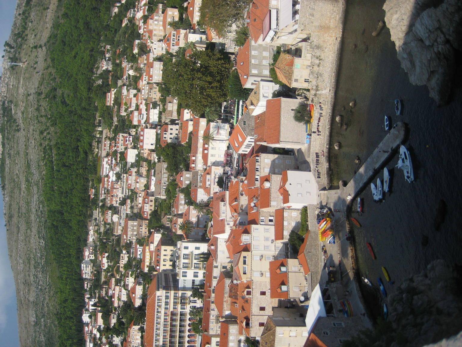 View of the sea kayak launch jetty from the fort above