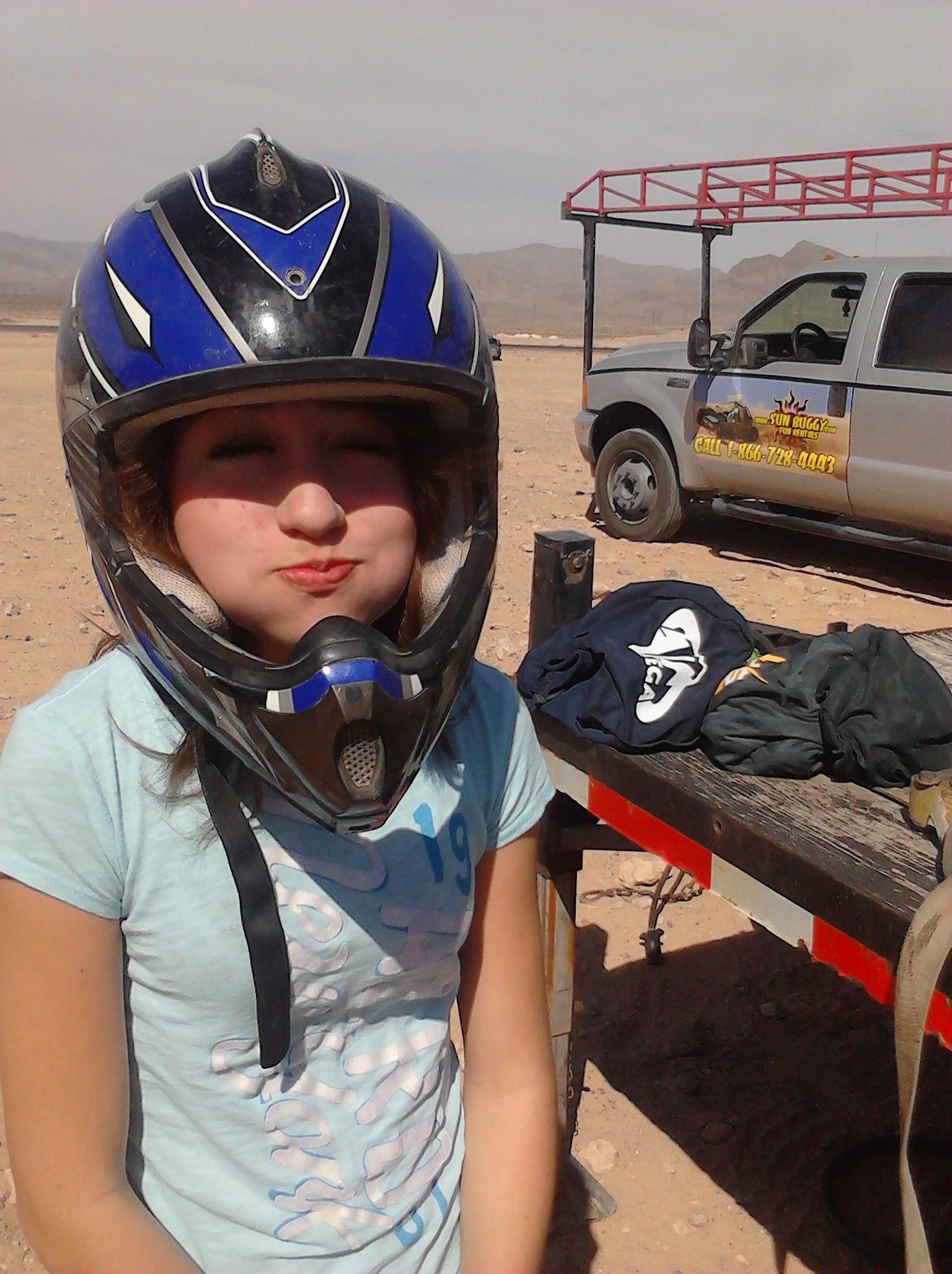 Lauren in her helmet