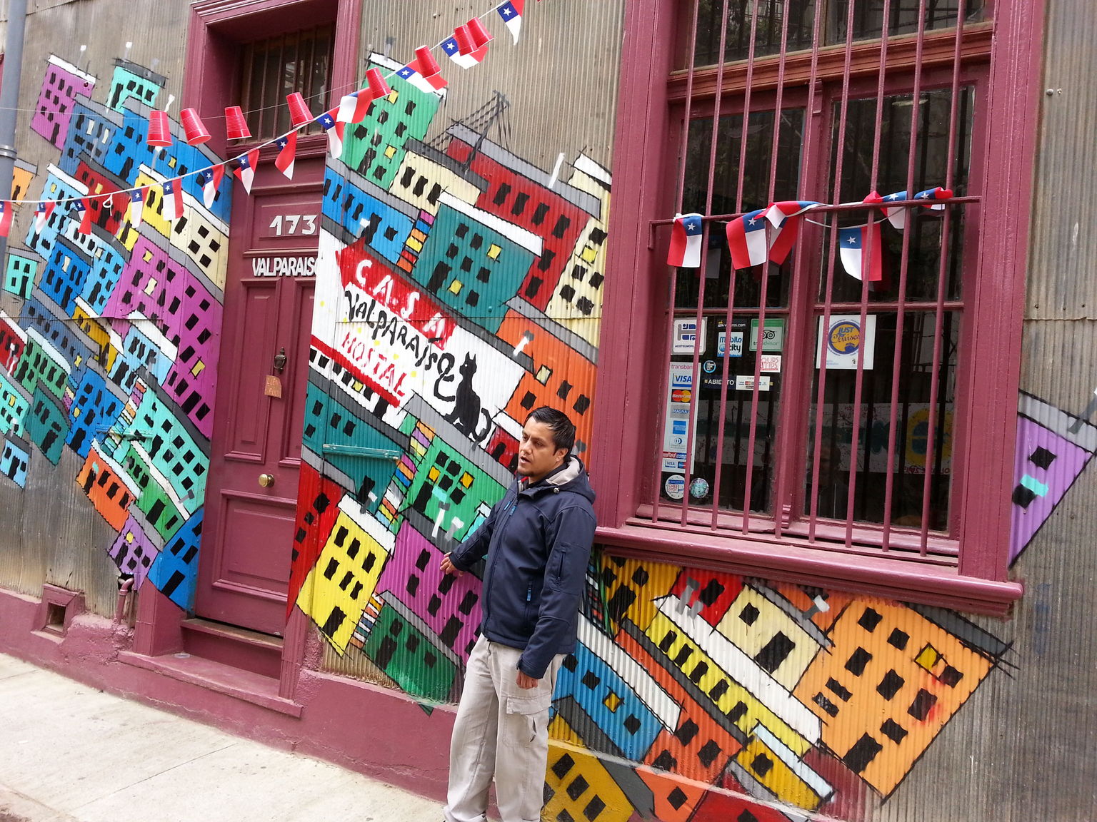 The color of Valparaiso and our guide....