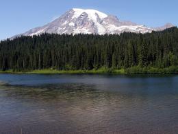 Photo of Reflection of Mt Rainer We stopped here on the way down from Paradise to get a reflection of Rainier. Unfortunately there were to may ripples in the lake to get a good reflection - but no matter - the photo ops were still ... , Kathy B - August 2009