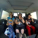 a mercedes mini van on the way to dubai airport . nice trip with a polite driver