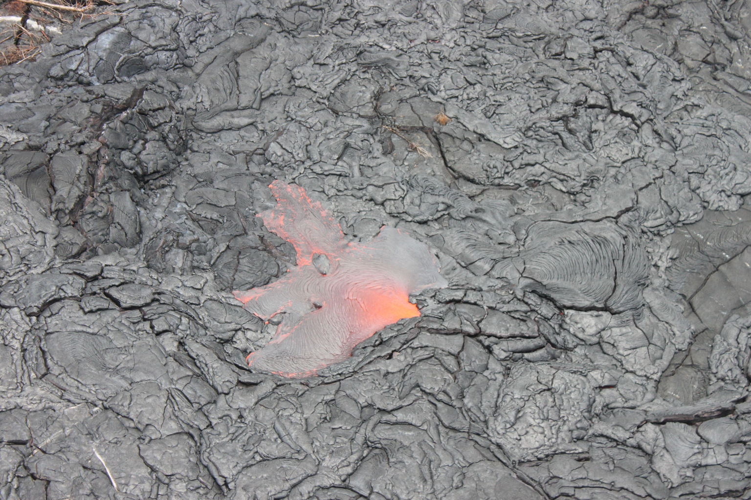 Hot lava from the heli at Hilo, Hawaii